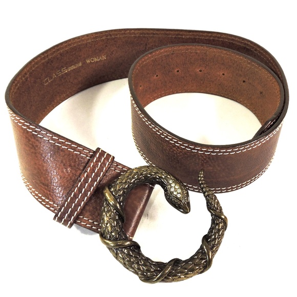 ROBERTO CAVALLI CLASS ?? WOMEN\'S SOFT BROWN LEATHER FASHION BELT main image 4